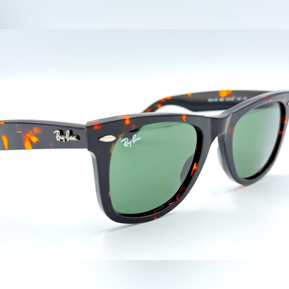 Ray-Ban Classic Sunglasses Wayfarer RB2140 50mm Tortoise w/ Green G15 Lens - Picture 6 of 9